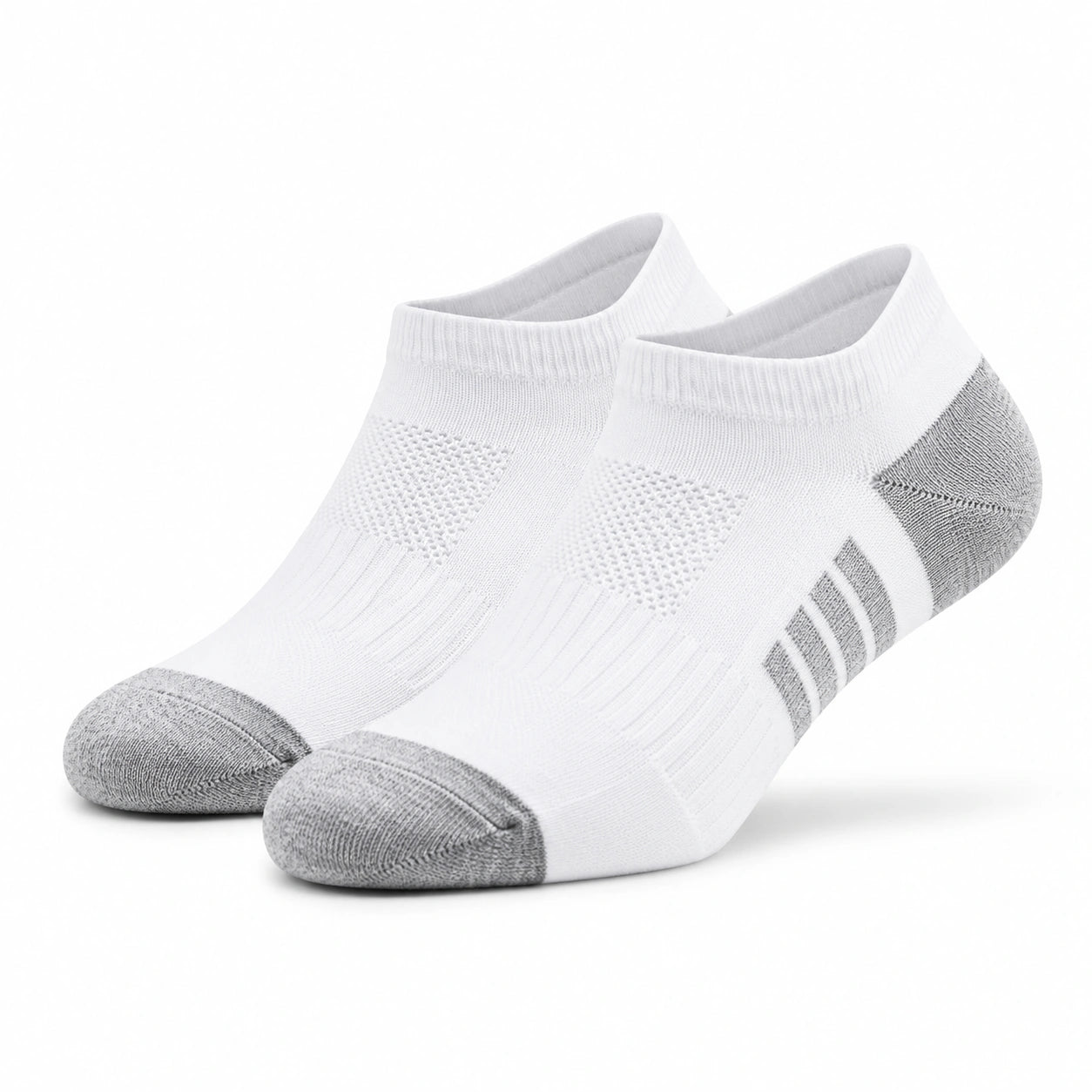 Chaussettes basses 43-46 blanches et grises en maille respirante pour sport