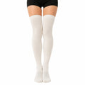 Chaussettes hautes 35-38 blanches en maille côtelée style uni