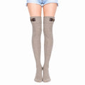 Chaussettes hautes 39-42 en maille taupe côtelée avec boucle décorative style décontracté