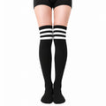 Chaussettes hautes 39-42 noires et blanches à rayures style sportif