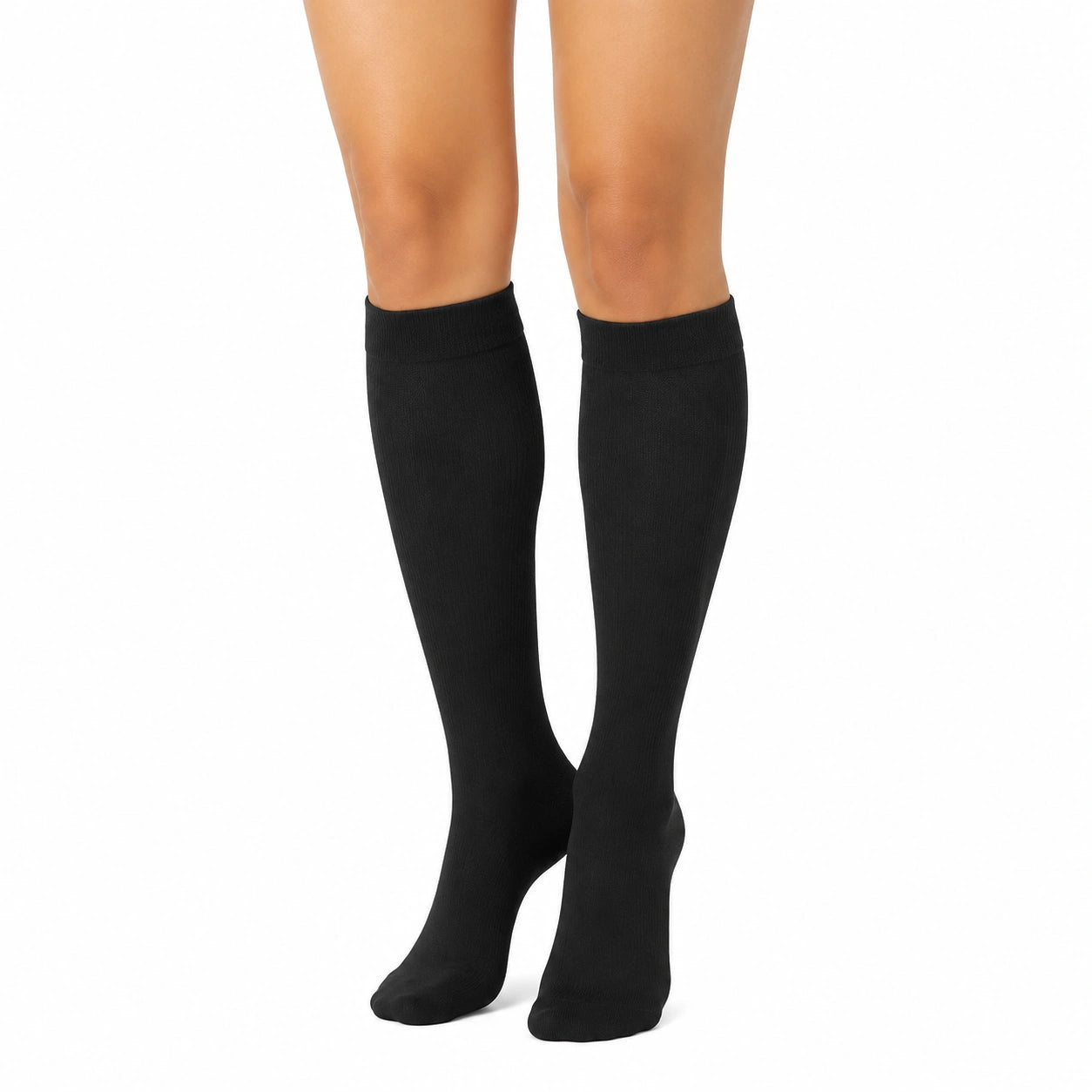 Chaussettes hautes 35-38 textile noir côtelées unies