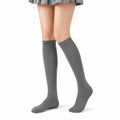 Chaussettes hautes 35-38 grises en maille côtelée style uni