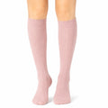 Chaussettes hautes 39-42 rose maille côtelée style classique
