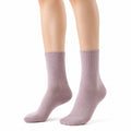 Chaussettes 35-38 en coton rose mauve côtelées mi-mollet
